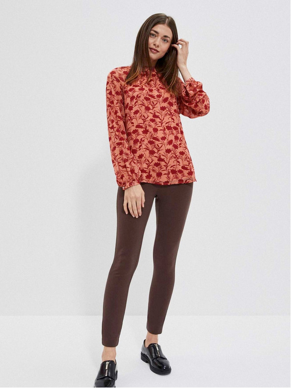 Moodo Weinorange Damen-Blumenbluse Moodo