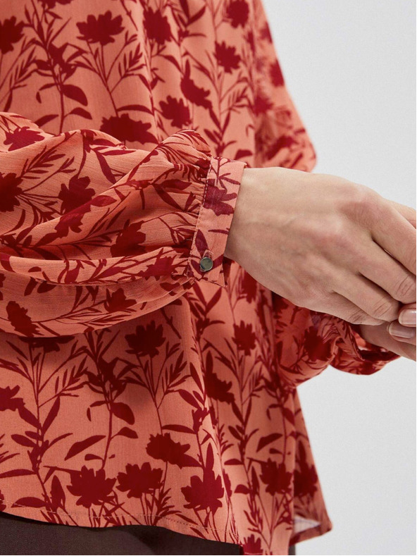 Moodo Weinorange Damen-Blumenbluse Moodo