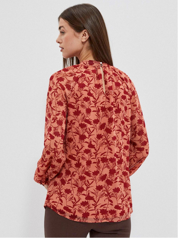 Moodo Weinorange Damen-Blumenbluse Moodo