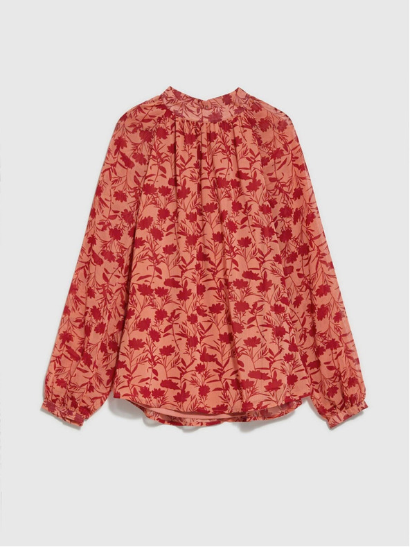 Moodo Weinorange Damen-Blumenbluse Moodo