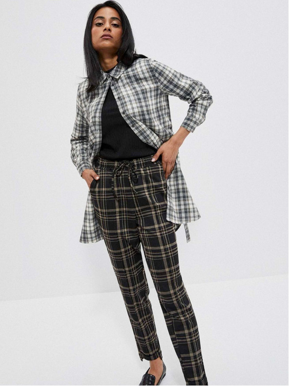 Moodo Moodo weiß-graues Damen-Karohemd