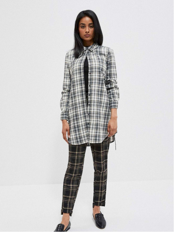 Moodo Moodo weiß-graues Damen-Karohemd