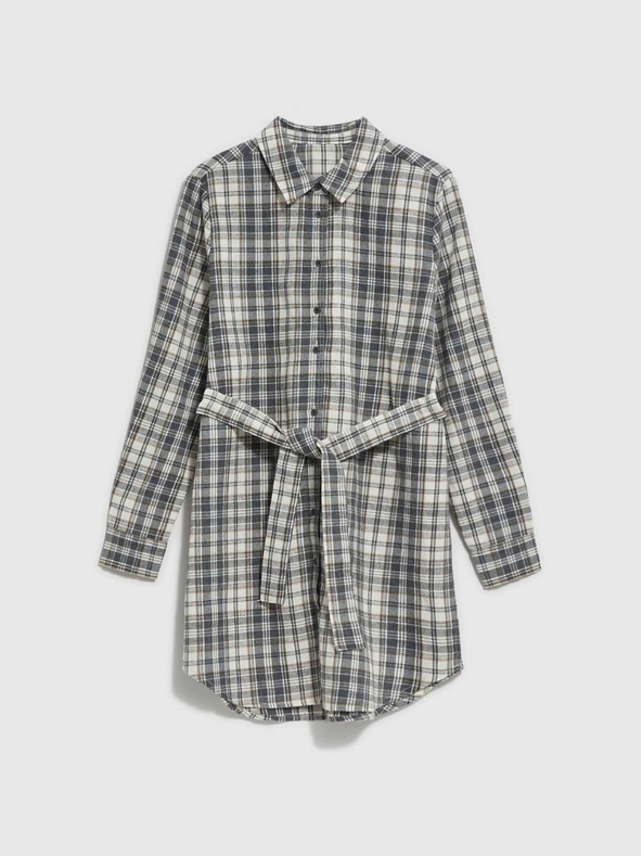 Moodo Moodo weiß-graues Damen-Karohemd