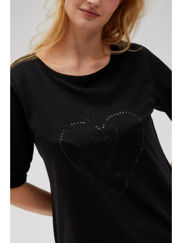 Moodo Damen-Schwarzes T-Shirt Moodo