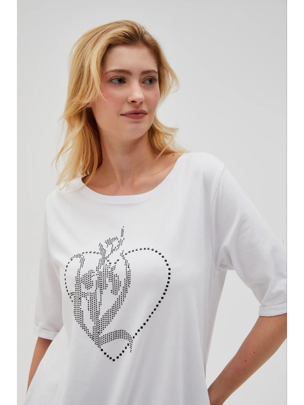 Moodo Damen-Weißes T-Shirt Moodo