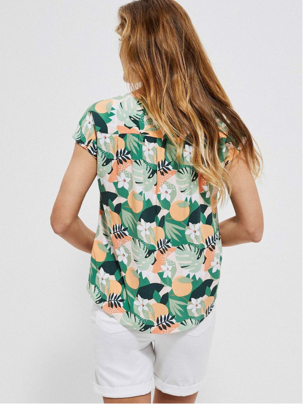 Moodo Grünes gemustertes Damen-Shirt Moodo