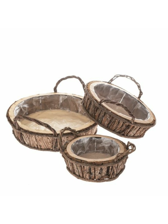 Casa de Engel Pflanzgefäß aus Holz mit PVC - 3er Set, 0/6