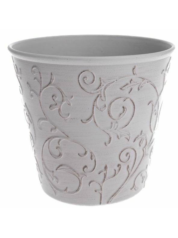 Casa de Engel Blumentopfummantelung - Öko-Kunststoff, weiß-floral, 0/48