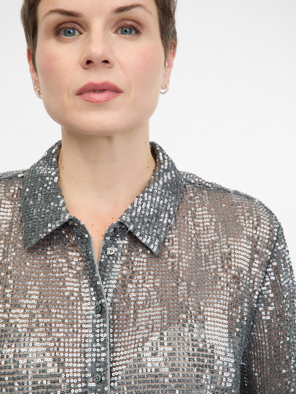 Orsay Silberne Damenbluse mit Kragen ORSAY