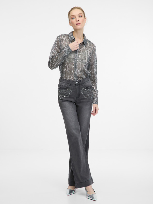 Orsay Silberne Damenbluse mit Kragen ORSAY