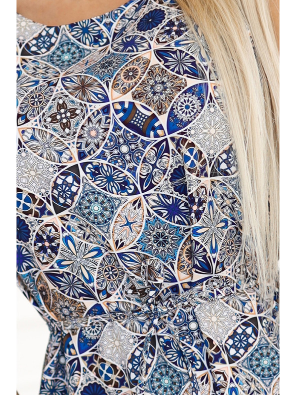 numoco 296-13 VICTORIA Boho-Kleid mit Trapezform und mediterranem Muster