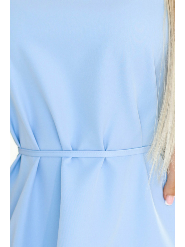 numoco 296-12 VICTORIA Trapezförmiges ärmelloses Kleid mit Gürtel - Klassik mit modernem Touch - hellblau