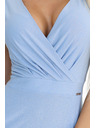 numoco 411-13 CRYSTAL Glitzerndes langes Kleid mit Ausschnitt - hellblau mit Glitzer
