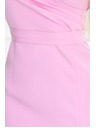 numoco 479-10 NINA Elegantes Kleid mit V-Ausschnitt, Ärmeln und Gürtel - zuckrosa