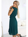 numoco 374-8 POLINA Plissiertes Kleid mit Ausschnitt und Volants - grün