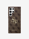 Guess PU 4G Metall-Logo Rückseite für Samsung Galaxy S24 Ultra Braun Handyhülle