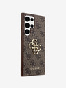 Guess PU 4G Metall-Logo Rückseite für Samsung Galaxy S24 Ultra Braun Handyhülle