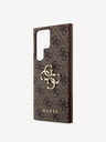 Guess PU 4G Metall-Logo Rückseite für Samsung Galaxy S24 Ultra Braun Handyhülle