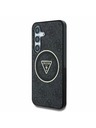 Guess IML 4G Glitzer und Dreiecks-Logo MagSafe Rückseite für Samsung Galaxy S25 Schwarz Handyhülle