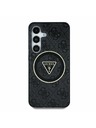 Guess IML 4G Glitzer und Dreiecks-Logo MagSafe Rückseite für Samsung Galaxy S25 Schwarz Handyhülle