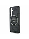Guess IML 4G Glitzer und Dreiecks-Logo MagSafe Rückseite für Samsung Galaxy S25 Schwarz Handyhülle