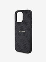 Guess PU Leder 4G Farbiger Ring MagSafe Rückseite für iPhone 15 Pro Schwarz Handyhülle