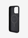 Guess PU Leder 4G Farbiger Ring MagSafe Rückseite für iPhone 15 Pro Schwarz Handyhülle