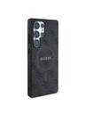 Guess PU Leder 4G Farbiger Ring MagSafe Rückseite für Samsung Galaxy S25 Ultra Schwarz Handyhülle