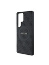 Guess PU Leder 4G Farbiger Ring MagSafe Rückseite für Samsung Galaxy S25 Ultra Schwarz Handyhülle