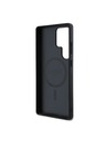 Guess PU Leder 4G Farbiger Ring MagSafe Rückseite für Samsung Galaxy S25 Ultra Schwarz Handyhülle