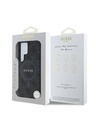 Guess PU Leder 4G Farbiger Ring MagSafe Rückseite für Samsung Galaxy S25 Ultra Schwarz Handyhülle