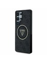 Guess IML 4G Glitzer und Dreiecks-Logo MagSafe Rückseite für Samsung Galaxy S25 Ultra Schwarz Handyhülle