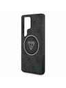 Guess IML 4G Glitzer und Dreiecks-Logo MagSafe Rückseite für Samsung Galaxy S25 Ultra Schwarz Handyhülle