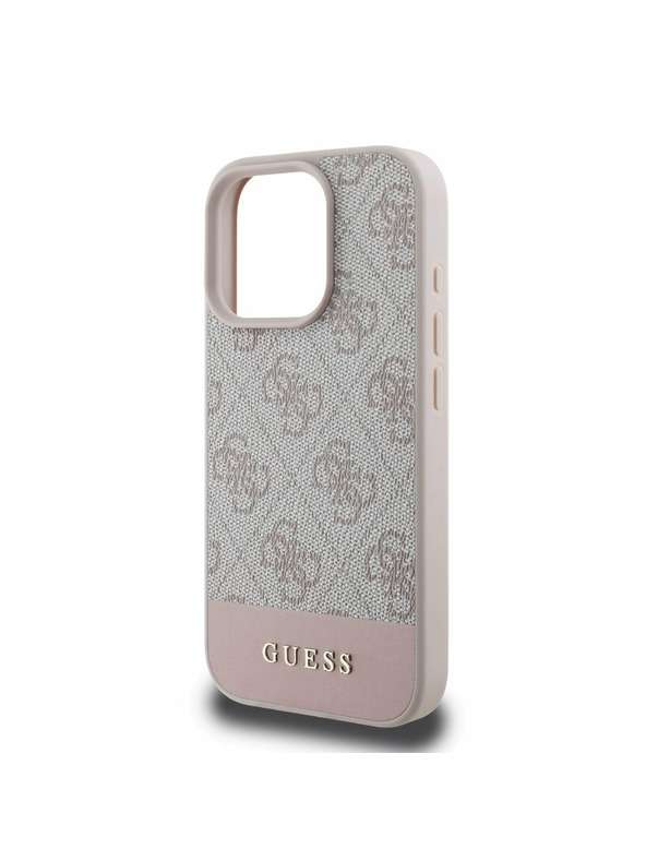 Guess PU 4G Stripe Rückseite für iPhone 16 Pro Max Pink Handyhülle