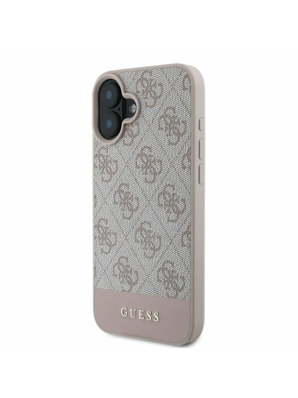 Guess PU 4G Stripe Rückseite für iPhone 16 Pink Handyhülle