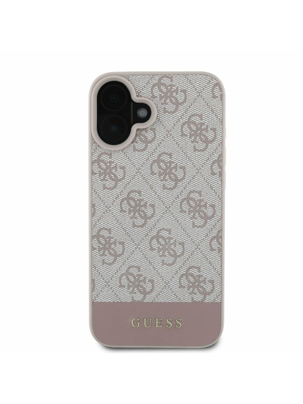 Guess PU 4G Stripe Rückseite für iPhone 16 Pink Handyhülle