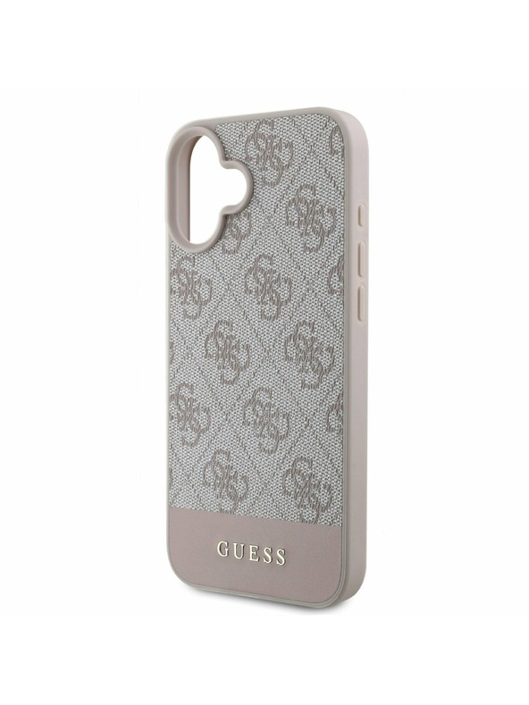 Guess PU 4G Stripe Rückseite für iPhone 16 Pink Handyhülle