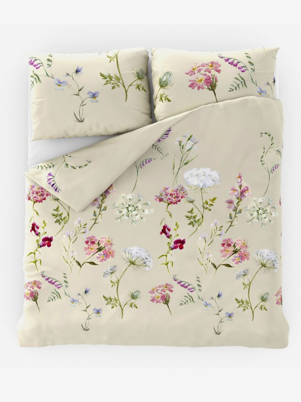 Kvalitex Klassische Baumwollbettwäsche DELUX 140x200, 70x90cm BOTANICA creme