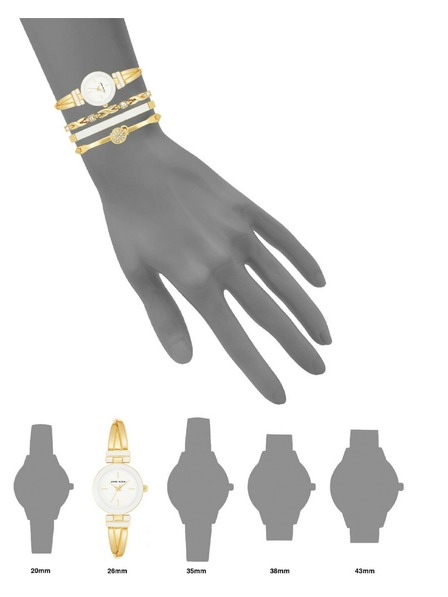 Anne Klein Weißes Damen-Uhr- und Schmuck-Set Anne Klein