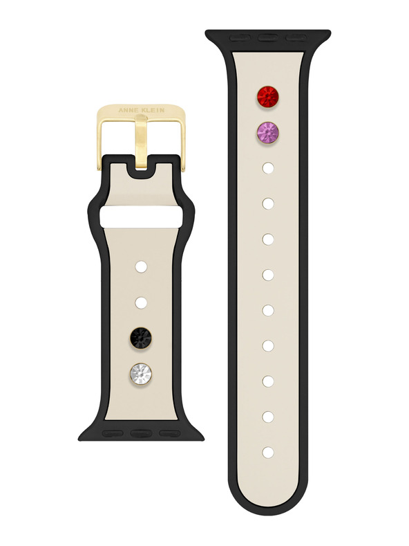 Anne Klein Silikon-Creme-Schwarz-Armband Anne Klein für Apple Watch 38/40/41