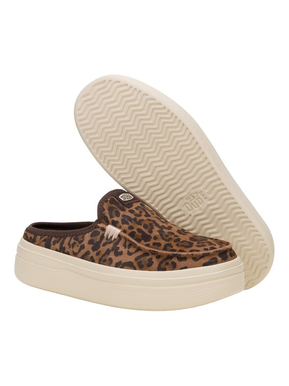 Hey Dude Damen Plateaupantoffeln mit Leopardenmuster Hey Dude