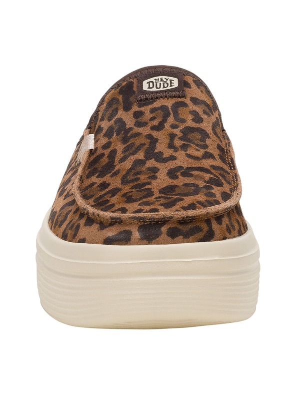 Hey Dude Damen Plateaupantoffeln mit Leopardenmuster Hey Dude