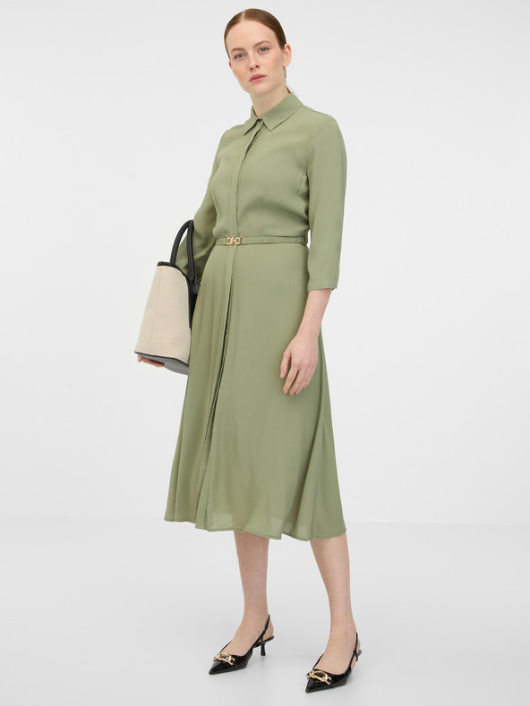 Orsay Khakifarbenes Damen-Hemd-Midikleid ORSAY