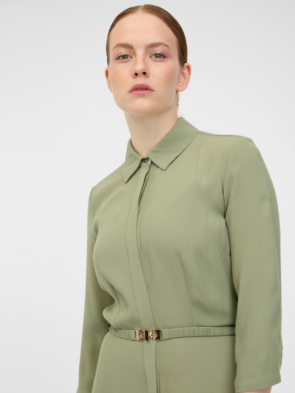 Orsay Khakifarbenes Damen-Hemd-Midikleid ORSAY