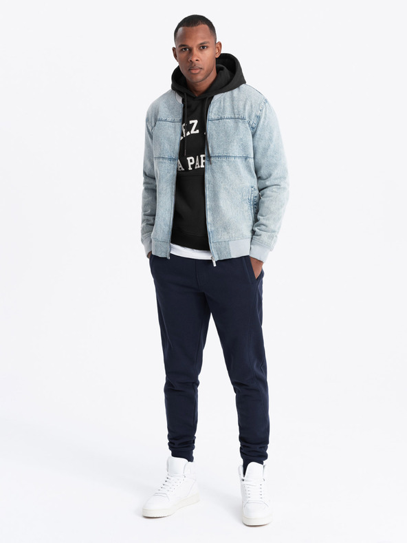 Ombre Clothing Herren-Jeansjacke mit Stone-Wash-Effekt - hellblau V3 OM-JADJ-0163 Ombre Clothing