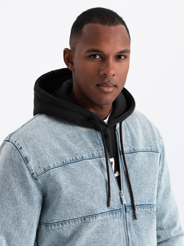 Ombre Clothing Herren-Jeansjacke mit Stone-Wash-Effekt - hellblau V3 OM-JADJ-0163 Ombre Clothing