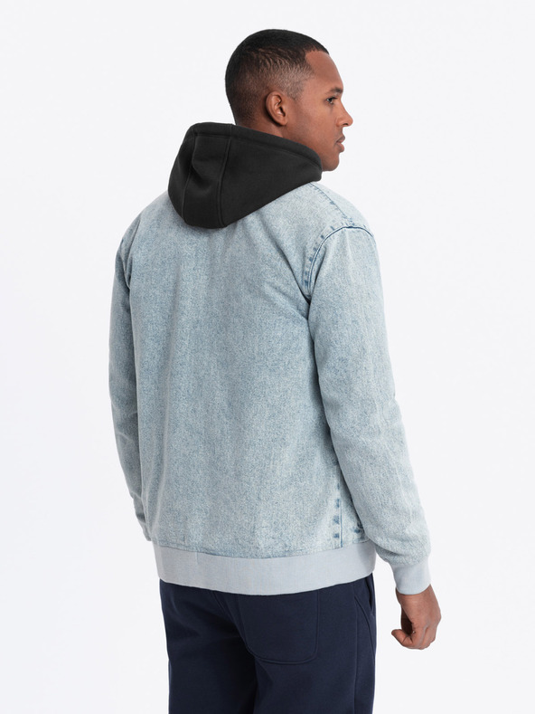 Ombre Clothing Herren-Jeansjacke mit Stone-Wash-Effekt - hellblau V3 OM-JADJ-0163 Ombre Clothing