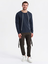 Ombre Clothing Gewaschene Herren-Sweatjacke mit dekorativer Naht am Ausschnitt Ombre Clothing