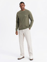 Ombre Clothing Herren-Langarm-T-Shirt aus Baumwolle, gestreiftem U-Ausschnitt und Stickerei Ombre Clothing