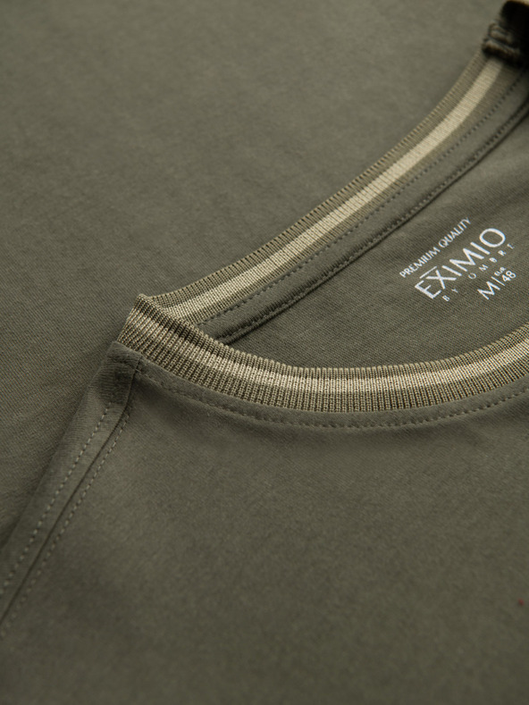 Ombre Clothing Herren-Langarm-T-Shirt aus Baumwolle, gestreiftem U-Ausschnitt und Stickerei Ombre Clothing